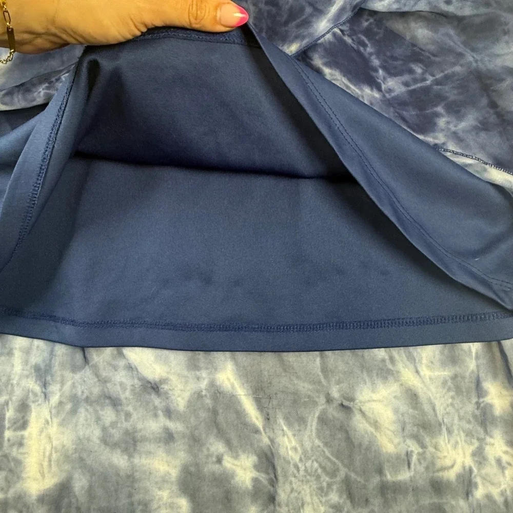 Charlotte‎ Russe shirt Blue Tie Dye High-Low Chiffon XL ethereal hippie flowy